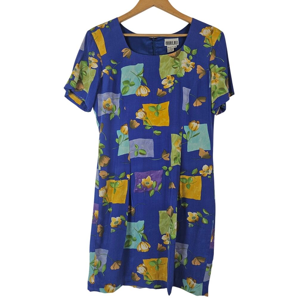 Robbie Bee Silk floral 90's print dress‎ teachercore, size 10